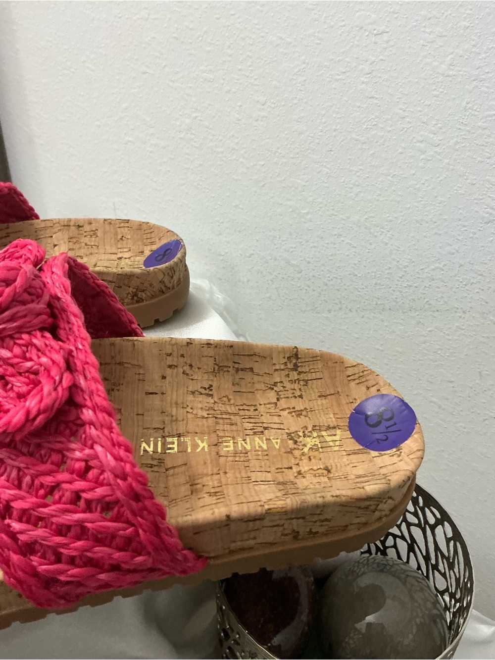 NWOT Anne Klein Women’s Bulia Braided Pink Rose Strap Sandals 8.5 - Picture 3 of 5